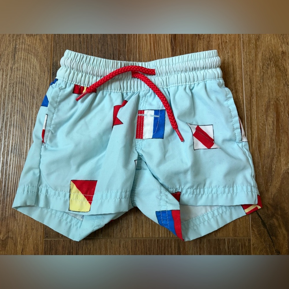 The Beaufort Bonnet Company Swim Trunks Boys New Street Nautical Flags Suit